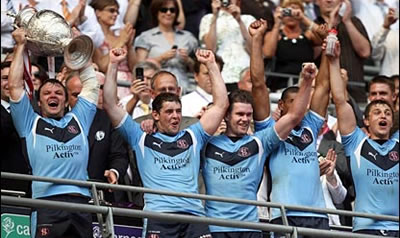 Saints lifting the cup